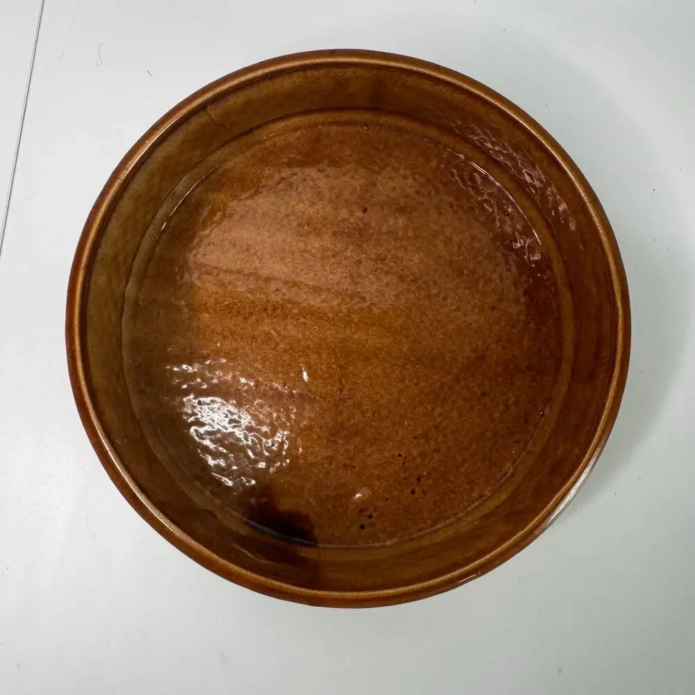 Vintage Haeger Pottery Brown Flat Round Dish Bowl #863 Textured USA 9 3/4